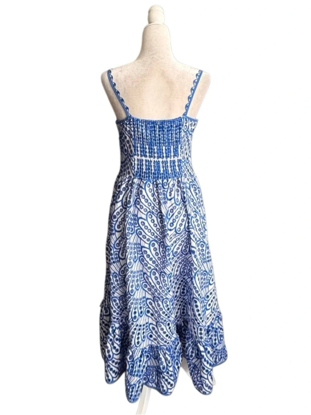 Zimmermann Eyelet Blue White Dress Ruffle Hem Cottagecore SZ 2 or S - Picture 3 of 16
